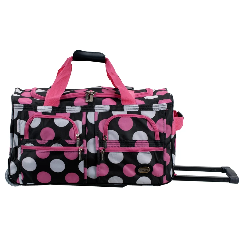 Rockland Luggage Rolling 22 Inch Duffle Bag, Multiple Pink Dot, One Size