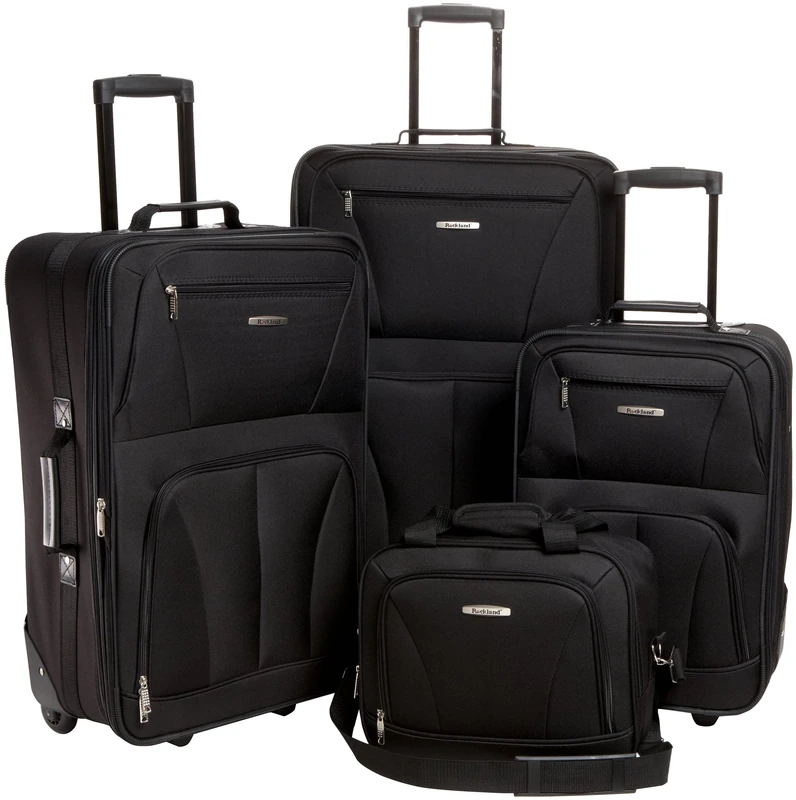 Rockland Luggage Skate Wheels 4 Piece Luggage Set, Black, One Size
