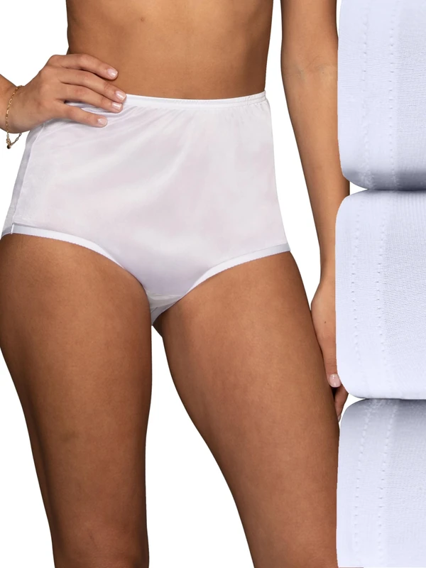 Vanity Fair Women's High Waisted Underwear, Full Coverage Ladies Panties, Perfectly Yours Briefs, Nylon - Star White/Star White/Star White, 12