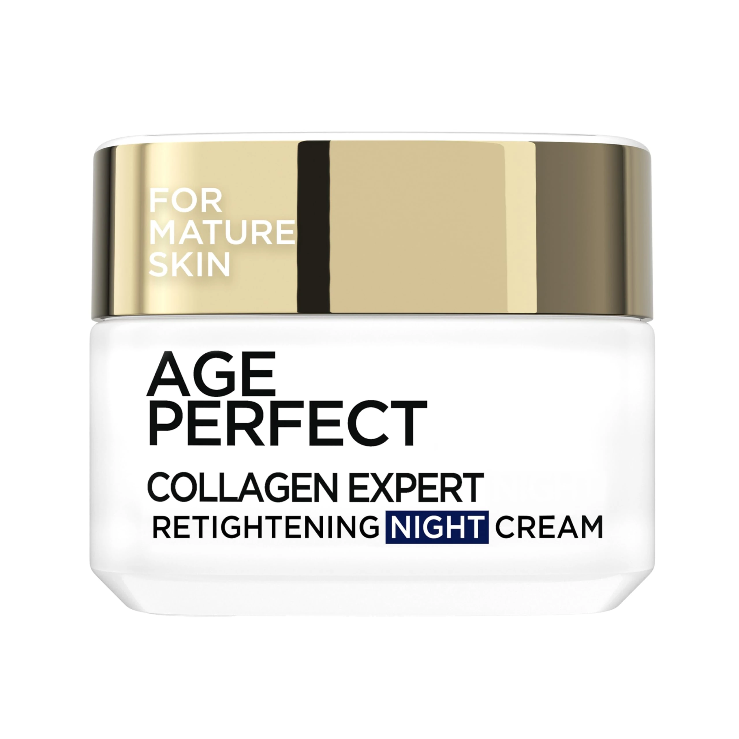 L’Oréal Paris Age Perfect Collagen Expert Retightening Night Cream 50+, Firmer, Moisturised, Nourished Skin, Anti-Age Spots, Collagen AA Fractions, 50m