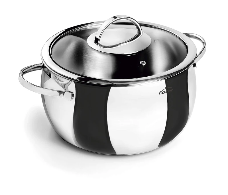 Lacor 79128 Belly Stock Pot with Cover, 28 cm, Silver