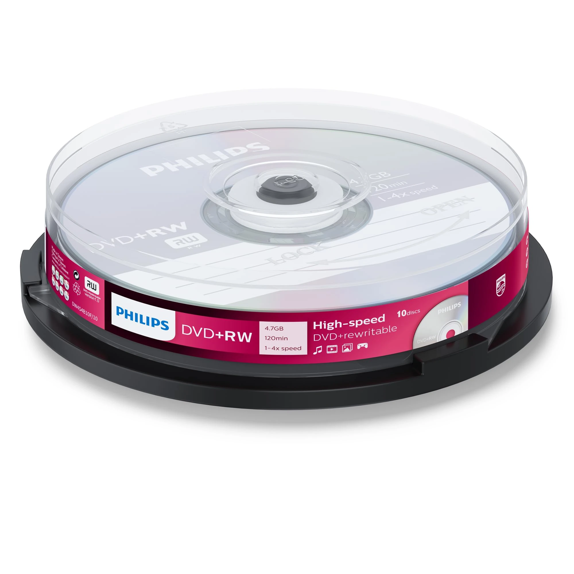 Philips DVD+RW 4.7Gb 4X Data/120min 10er Spindel