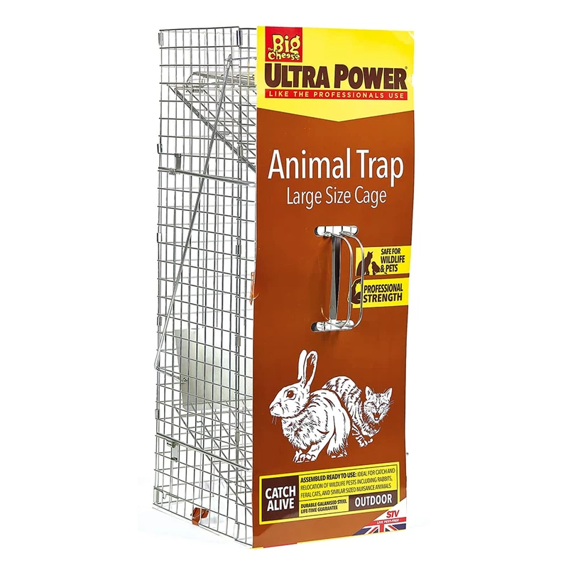 The Big Cheese Live Animal Trap – Large Cage. Welfare-Friendly Live-Catch Cage Trap for Rabbits, Cats, and Similar sized Animals, Indoor and Outdoor use, 67 cm x 27 cm x 28 cm