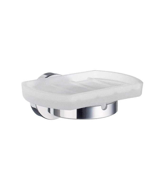 Smedbo Holder with Glass Soap Dish, Polished Chrome HK342 Home, Silver, 5.2 x 10 x 17 cm