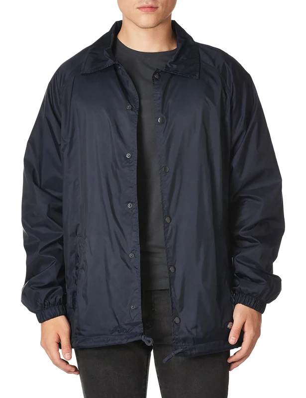 Dickies Men's Snap-Front Nylon Jacket, Dark Navy, Medium