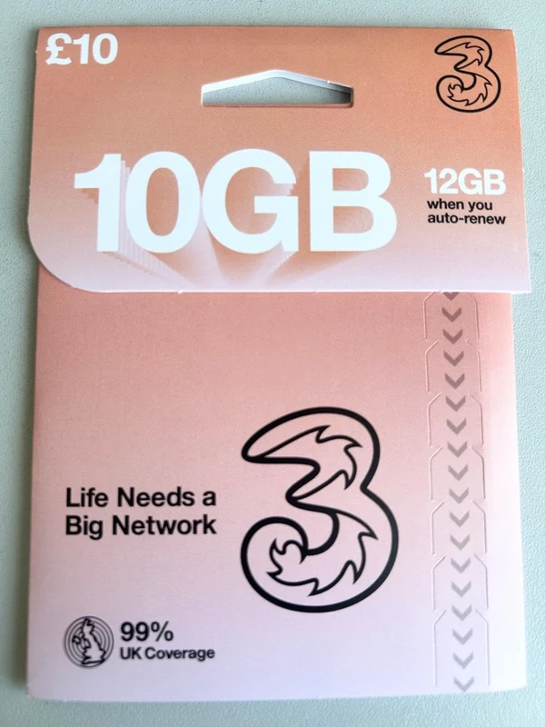 Network 3 Pay As You Go Sim Card