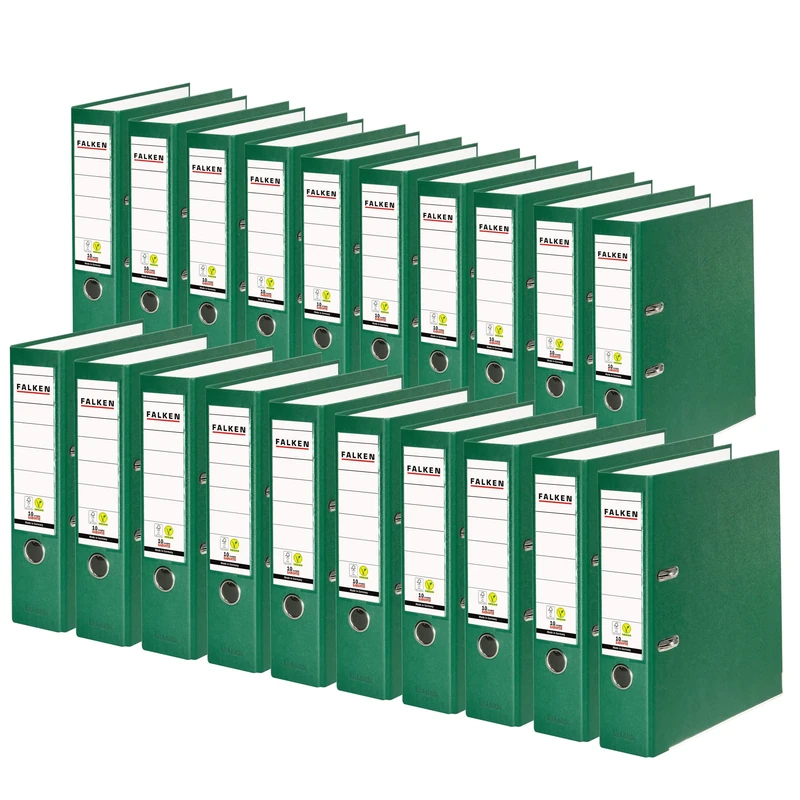 FALKEN Vegan PP Lever Arch Files - A4 Green 80mm Spine (Pack of 20)