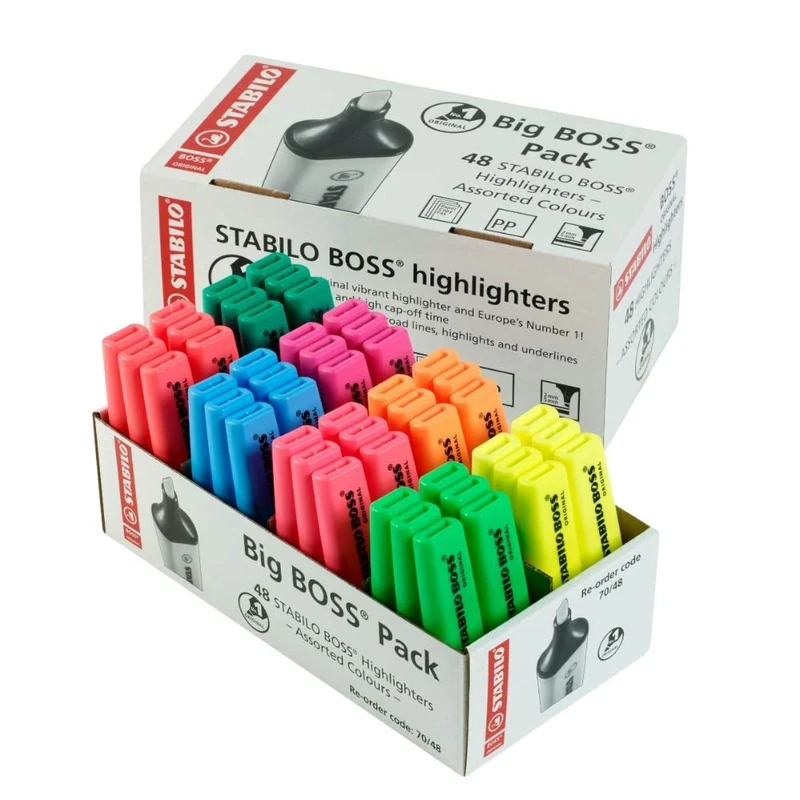 STABILO BOSS ORIGINAL - Highlighter - Pack of 48 - with 8 Neon Colours