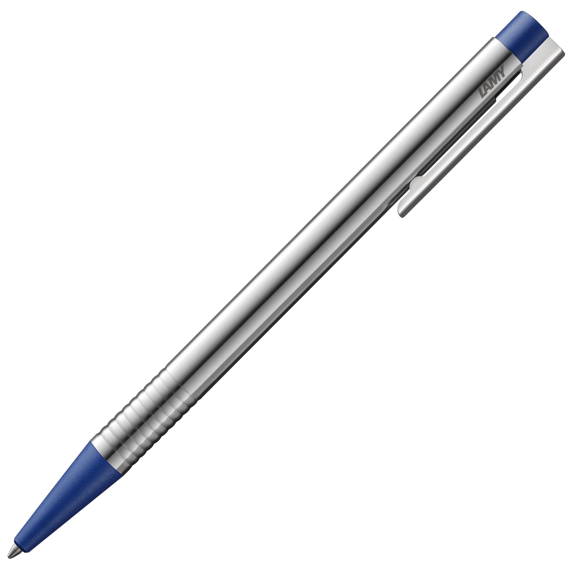 Lamy logo matt blue - Ballpoint Pen in an elegant & robust stainless steel case - line width M - including large capacity refill M 16 in blue