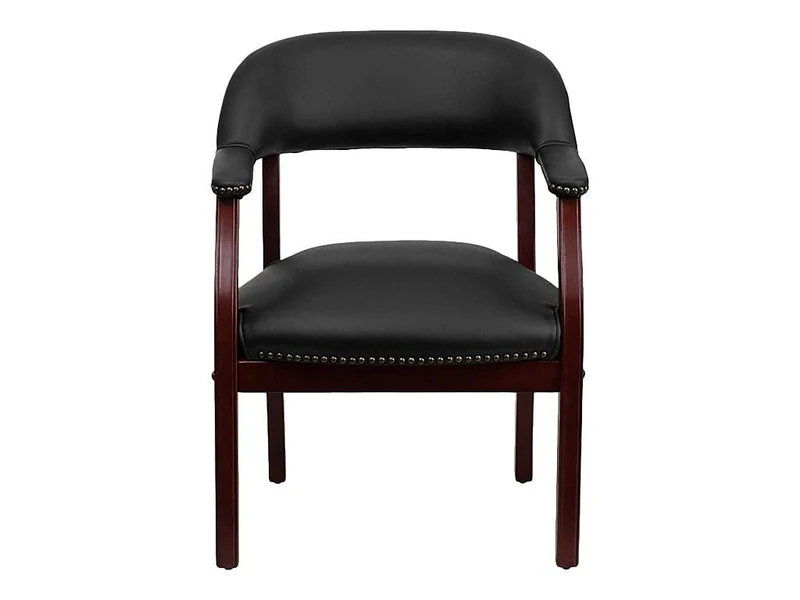 Flash Furniture Luxurious Conference Chair, Wood, Black Vinyl, 66.040000000000006 x 63.5 x 30.48 cm