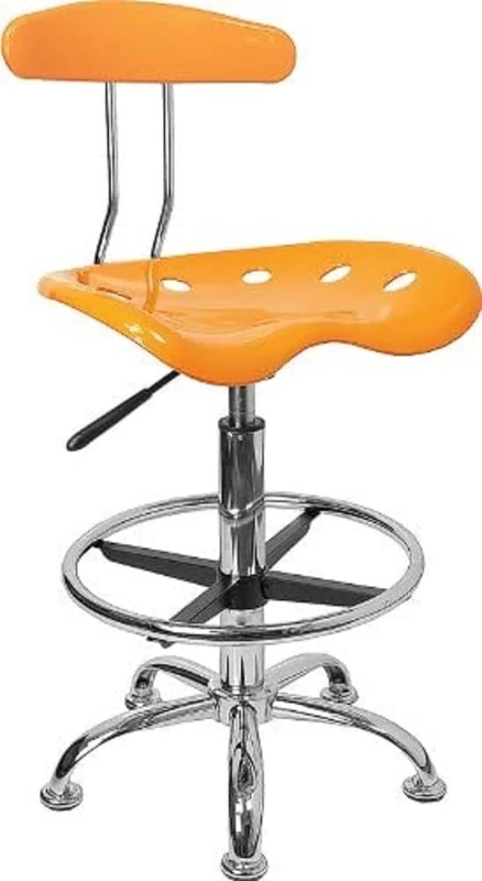 Flash Furniture Vibrant Yellow and Chrome Drafting Stool with Tractor Seat