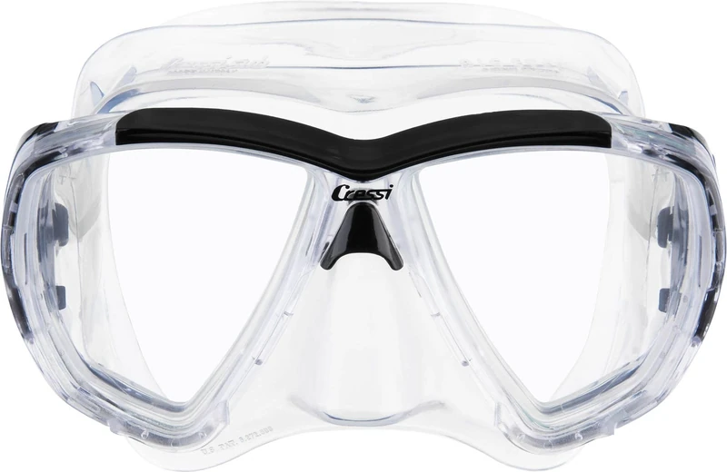 CRESSI Big Eyes Mask Clear/Black - Single Big Eyes Mask for Diving and Snorkelling, Transparent/Black, One Size, Adults