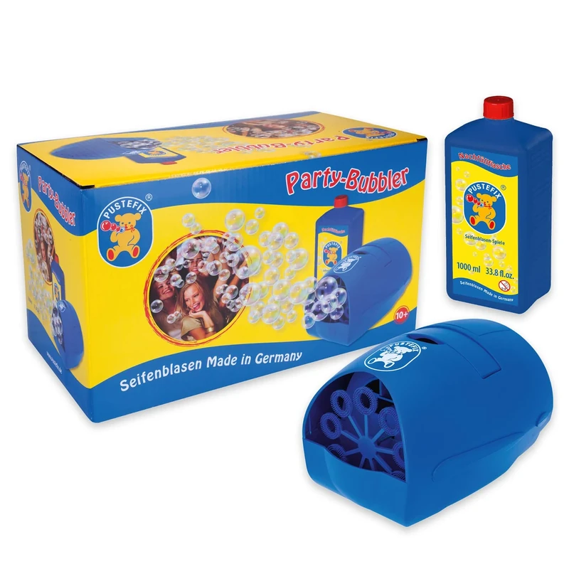 Pustefix Bubble Maker for Kids - 1L Party-Bubbler, Portable, Blue, Unisex - Ideal for Babies & Young Children's Day, Birthday, Engagement, Thanksgiving