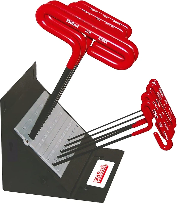 EKLIND 50190 Cushion Grip Hex T-Key Allen Wrench- 10pc Set SAE Inch Sizes 3/32-3/8 9in w/Stand - Image 1