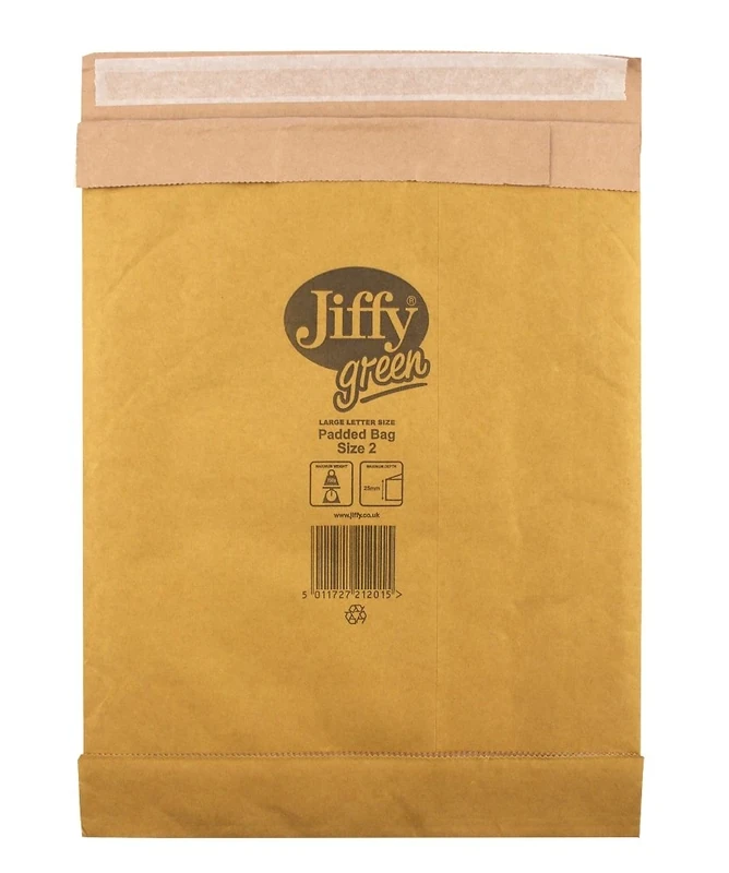 Jiffy Padded Bags, Size 2, 195 x 280mm, 100% Paper, Heavy Duty Protection (Pack of 100)