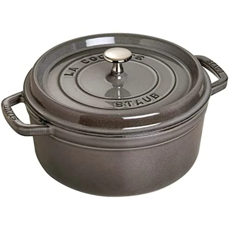 STAUB Cast Iron Roaster/Cocotte, Round, 26 cm, 5 L, Graphite Grey