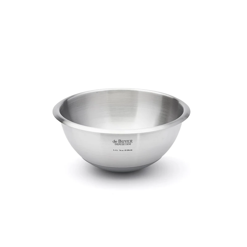 De Buyer 3373.20 Stainless Steel and Inox Hemispherical Pastry Bowl, 20 cm Diameter