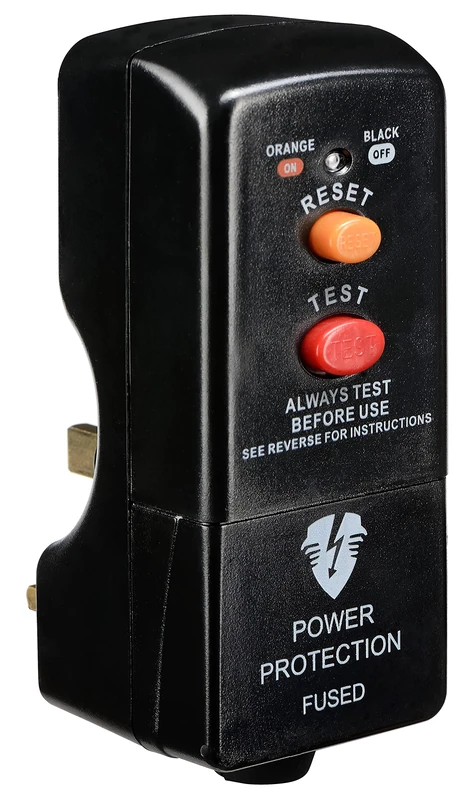 Masterplug Non-Latching RCD Safety Adaptor, 112 x 72.3 x 50.5 mm, Black