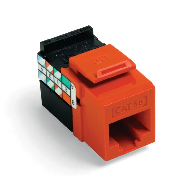 Leviton 5G108-BO5 GigaMax 5E QuickPort Connector, Cat 5E, Orange, 25-Pack