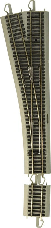 Bachmann Trains - E-Z COMMAND DCC EQUIPPED #5 TURNOUT – LEFT - NICKEL SILVER E-Z TRACK With Grey Roadbed - HO Scale