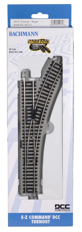 Bachmann 44131 Command DCC Equipped Turnout – Right-Nickel Silver E-Z Track with Grey Roadbed-HO Scale