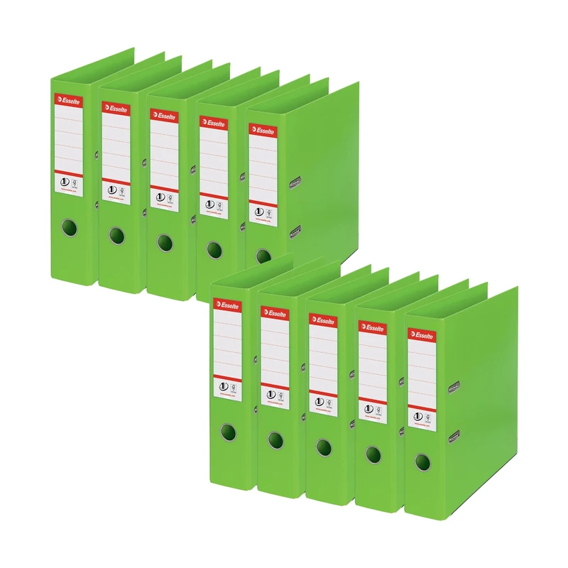 Esselte No.1 VIVIDA A4 Plastic Lever Arch File 75mm Green Pack of 10