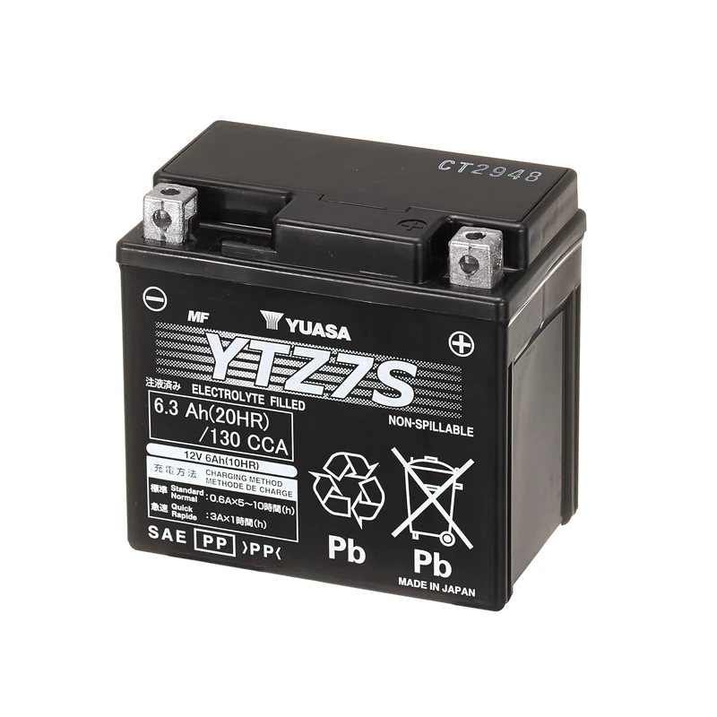 Yuasa YTZ7S 12V 130 CCA High Performance Powersport Maintenance Free AGM VRLA Motorbike Battery