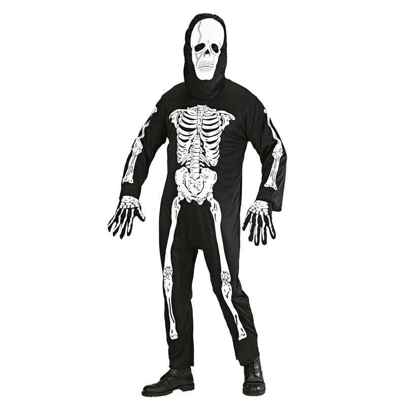 Mens Mr Skeleton Costume Extra Large UK 46" for Halloween Living Dead Fancy Dress