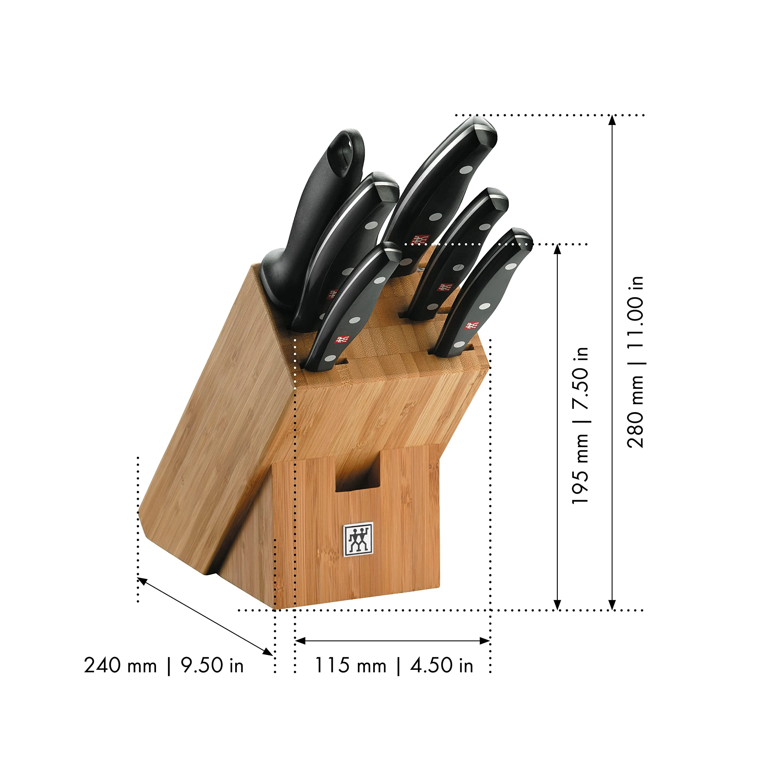 Zwilling 1001385 J. A. Henckels Pollux 7-Piece Block Set, Steel, Black, 28.0 cm*114.5 cm*11.0 cm