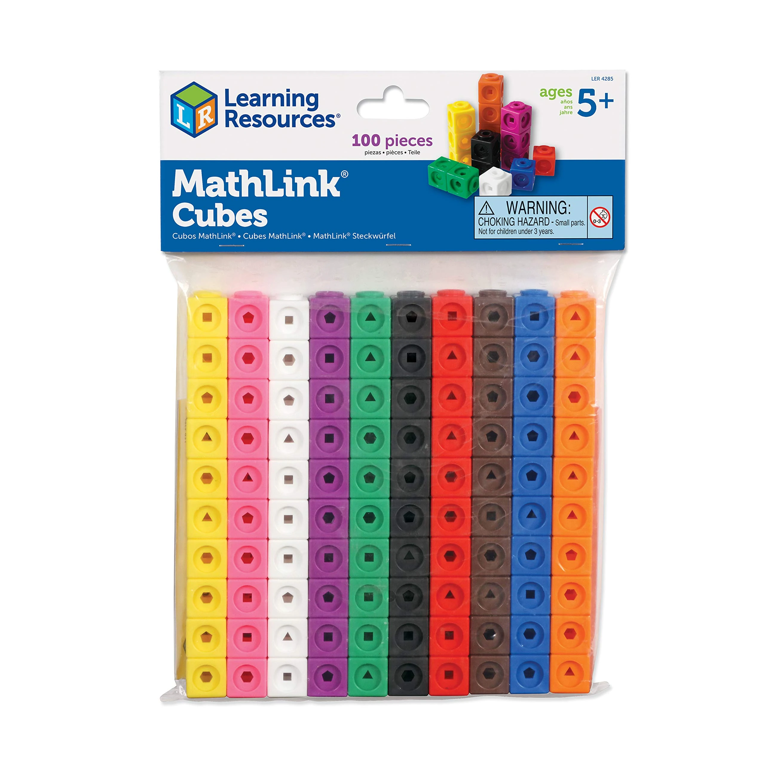 Learning Resources MathLink Cubes – Set of 100, Ages 5+, Counting Blocks for Early Maths Skills, Linking Cubes for Addition, Subtraction & Patterning