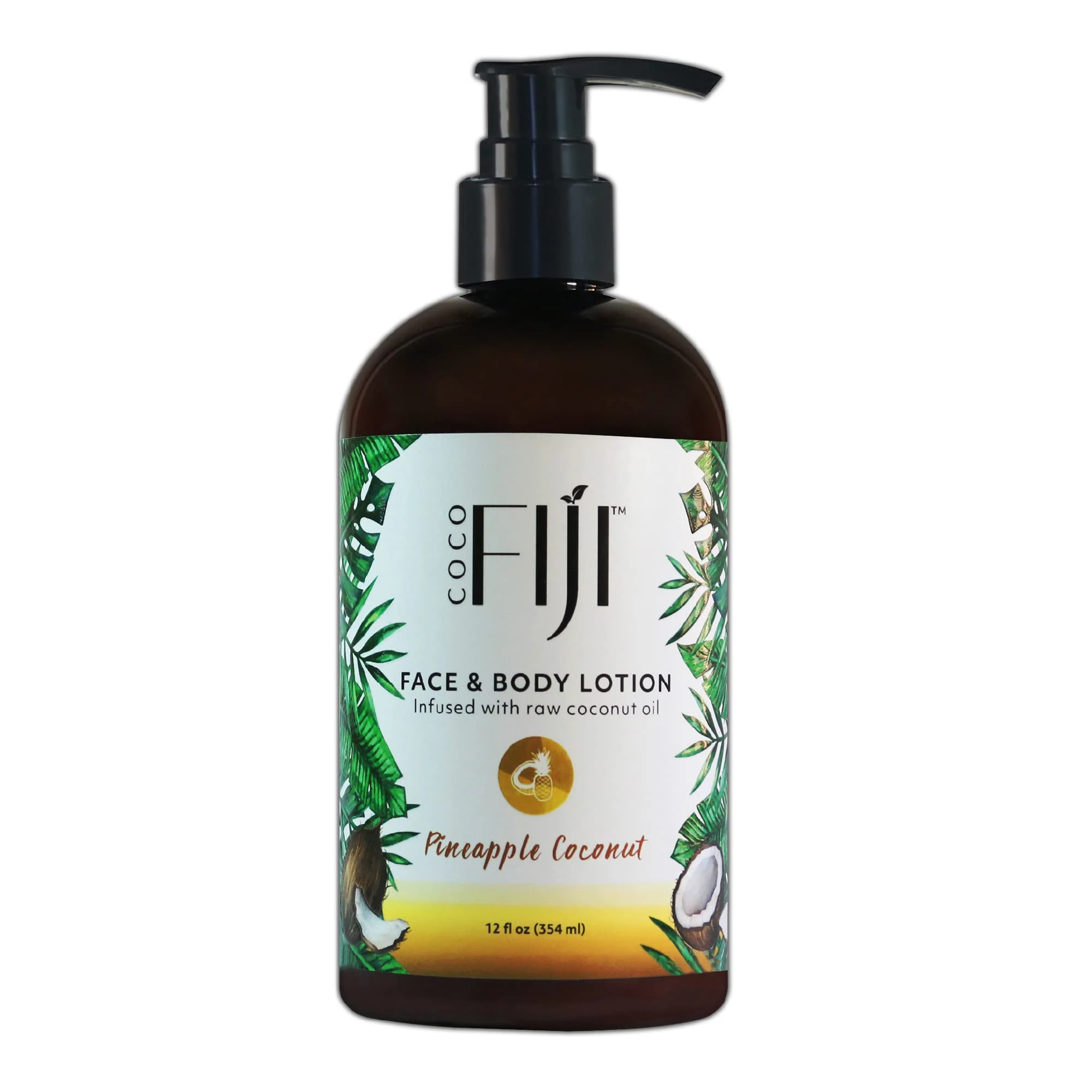 Coco Fiji Face & Body Lotion Infused With Coconut Oil | Lotion for Dry Skin | Moisturizer Face Cream & Massage Lotion for Women & Men |Pineapple Coconut 12 ozPack of 1