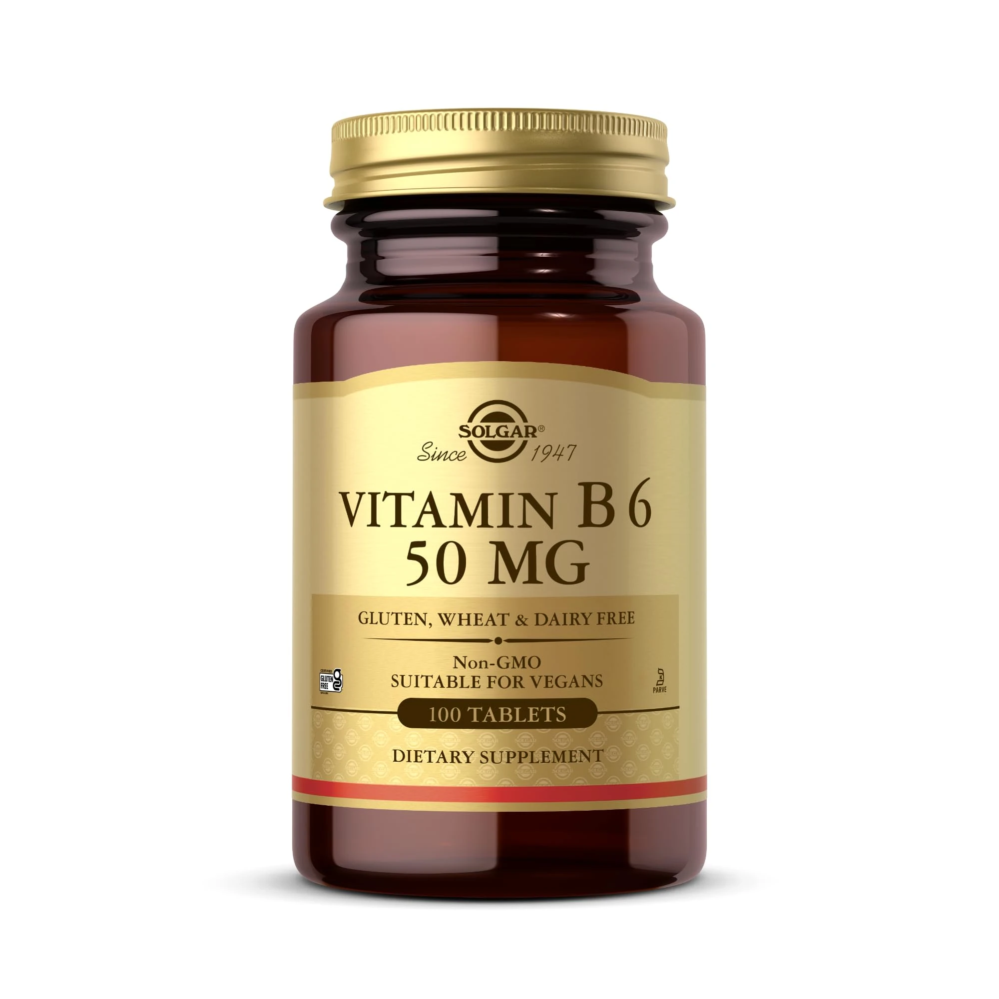 Solgar Vitamin B6 100 mg Vegetable Capsules - Pack of 100 - Supports Energy, Reduces Fatigue - Red Blood Cell Formation - Immunity - Vegan