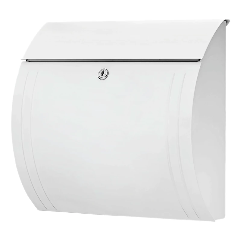 BURG-WÄCHTER, Mailbox with Opening Stop, A4 Insert Format, Galvanized Steel, Modena 857 W, White