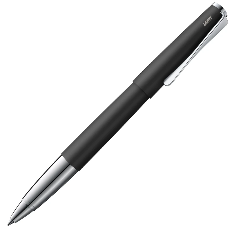 Lamy studio black - rollerball pen in elegant metal barrel - with propeller-shaped clip & in line width M M 63 rollerball refill in black