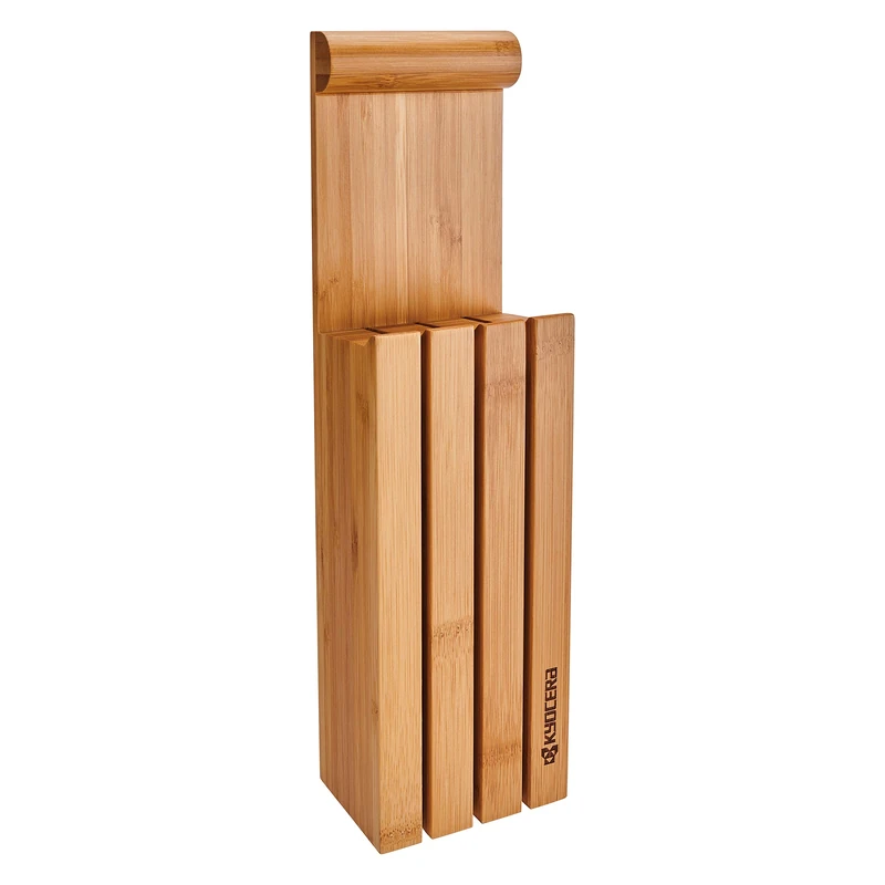 Kyocera Four Slot Empty Bamboo Knife Block, Boxed