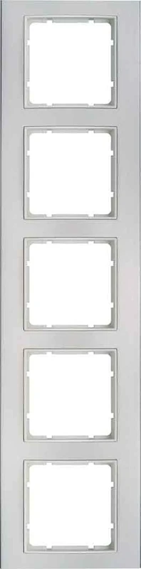 Hager B3 Frame 5 Elements Aluminium Polar White