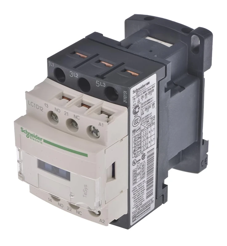 Schneider Electric, TeSys D contactor - 3P(3 NO) - AC-3 - <= 440 V 12 A - 48 V AC coil, LC1D12E7