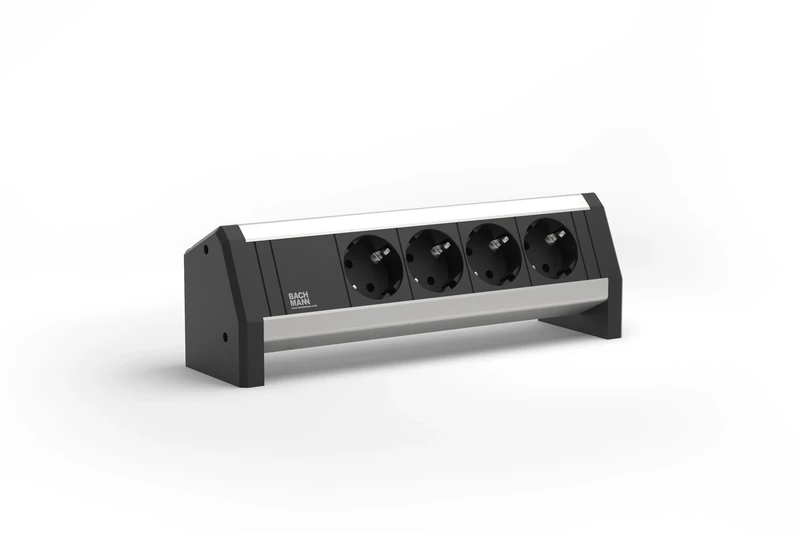 Bachmann Desk - 4xSchuko Power Strip Anodized Aluminium Power Strip, 3