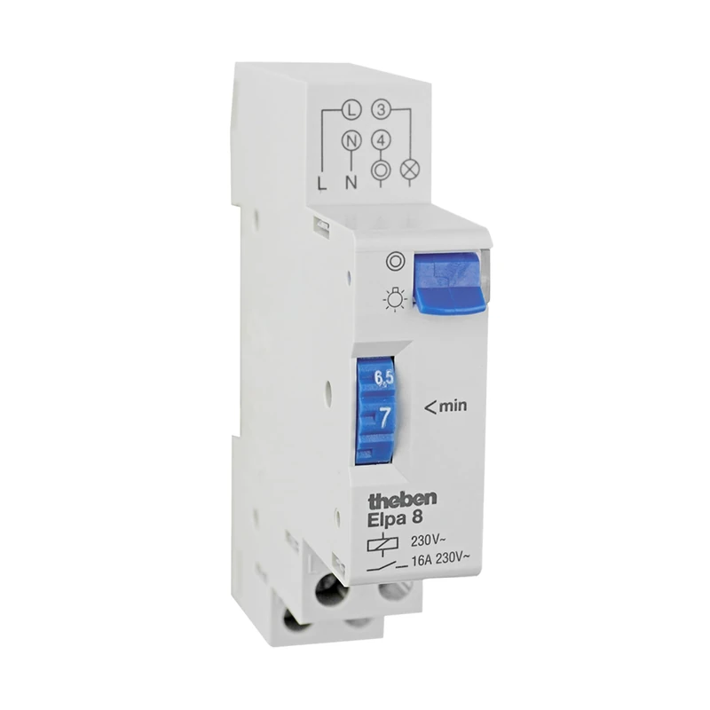 Theben easy-to-handle, precise electro-mechnanical staircase time switch ELPA 8-3(without floor lighting, not for new systems)-/4-conductors, 300 W LED, 1-7 min 0080002