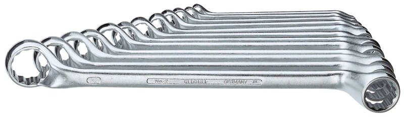GEDORE Double Ring Spanner Set, 12 Pieces, 6-34 mm, Offset, Forged, Premium Hand Tool Set, Ideal for Professional Craftsmen and DIY Enthusiasts