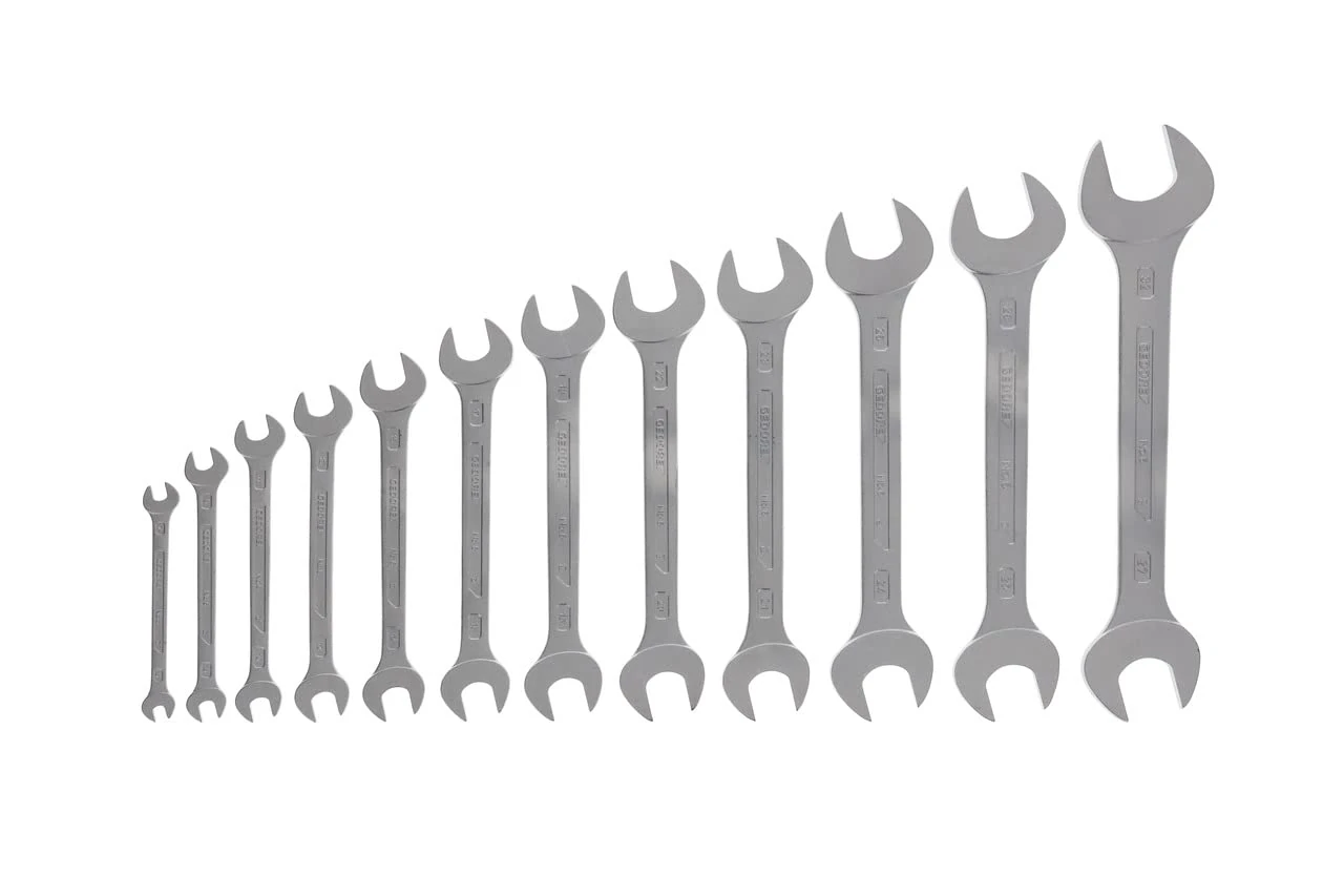 GEDORE Double open-end spanner set, 12-pc. Set, AF 6-32 mm, Metric, Flat, Spanner set, Matt chromed, 6-12