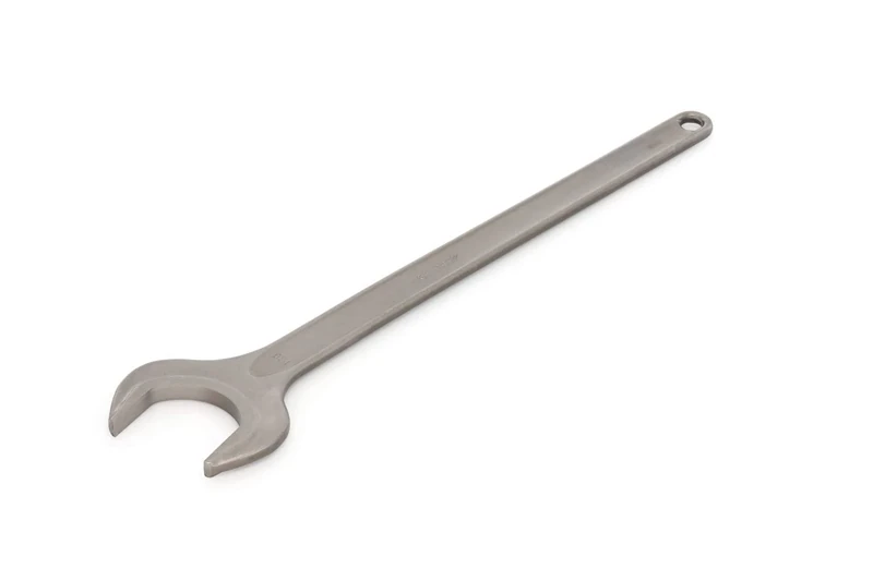 GEDORE Single Open-Ended Spanner 130 mm with Hanging Hole High-Quality Vanadium Steel Anti-Glare Look Steel Grey According to DIN 894