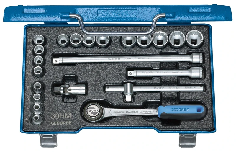 Gedore 30 HMU-3 Socket Set 3/8" 22 pcs hex 6-22 mm