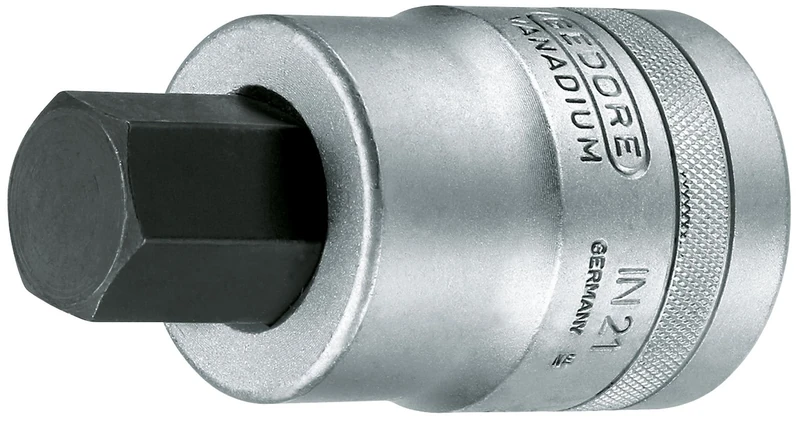 Gedore 21 DIN7422 1 Inch Square Screwdriver Bit, Hex, 22 mm (1), 6181360