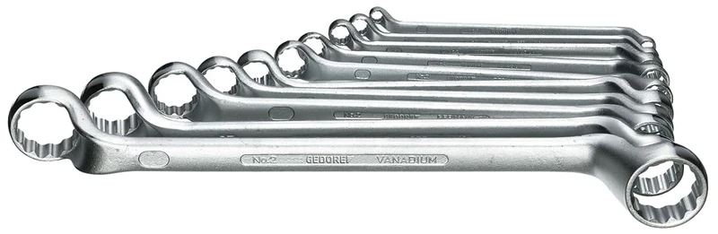 GEDORE Double Ring Spanner Set, 10 Pieces, 6-27 mm, Offset, Forged, Premium Hand Tool Set, Ideal for Professional Craftsmen and DIY Enthusiasts
