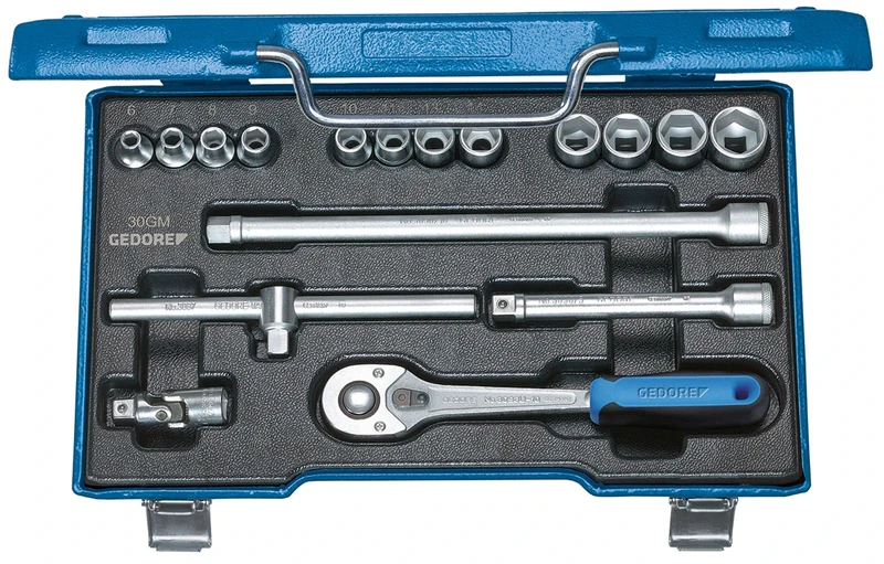 Gedore 30GMU-10 3/8-Inch Tool Set - Blue/Silver (17-Piece)