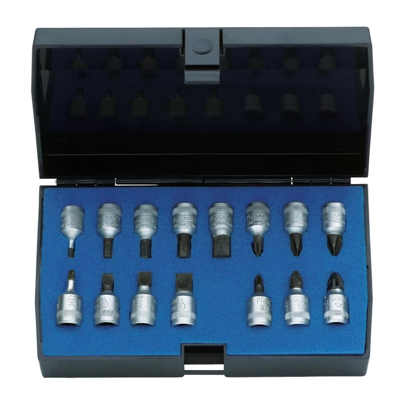 Gedore INS20PM 1/4 Screwdriver Bit Socket Set - Silver (15-Piece) - Image 1