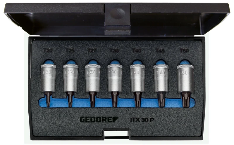 GEDORE Screwdriver Set 3/8 Inch, 7-Piece Inner Torx T20-50, 1 Piece, ITX 30 PM