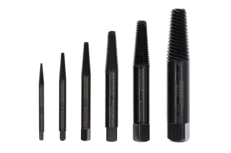 GEDORE Screw Extractor Set, Chrome Vanadium Steel, 54 HRC, Transparent Plastic box, 6 Pieces, M3-M24