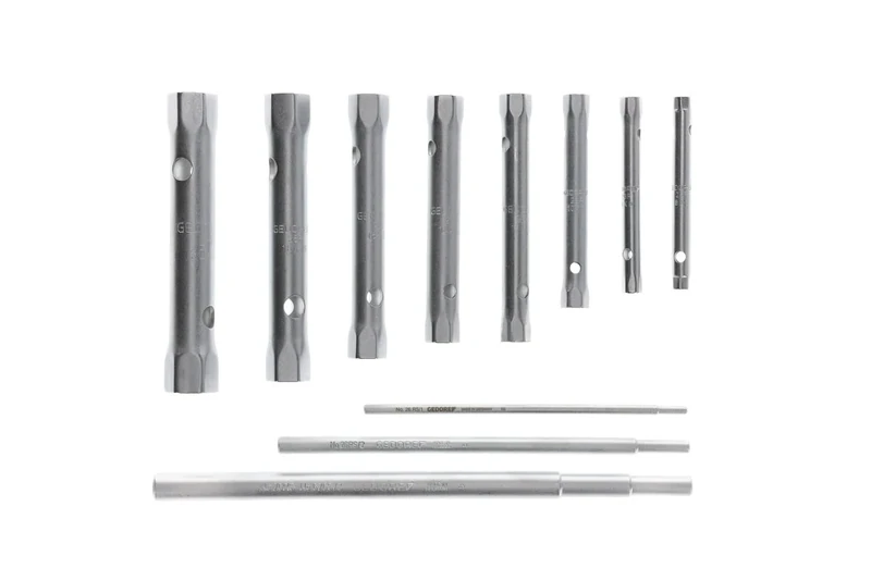 GEDORE Tubular box wrench set, 8-piece set, Hollow shaft, Hex, with 3 tommy bars, Tool, Chrome-plated steel, KD 26 R-8